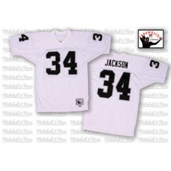 Mitchell and Ness Men's Authentic White Road Throwback Jersey Oakland Raiders Bo Jackson 34