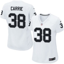 Nike Women's Limited White Road Jersey Oakland Raiders T.J. Carrie 38