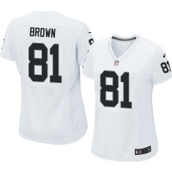 Nike Women's Limited White Road Jersey Oakland Raiders Tim Brown 81