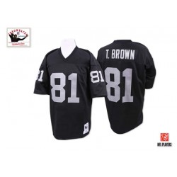 Mitchell and Ness Youth Authentic Black Home Throwback Jersey Oakland Raiders Tim Brown 81