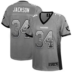 Nike Women's Elite Grey Drift Fashion Jersey Oakland Raiders Bo Jackson 34