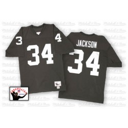 Mitchell and Ness Youth Authentic Black Home Throwback Jersey Oakland Raiders Bo Jackson 34