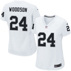 Nike Women's Limited White Road Jersey Oakland Raiders Charles Woodson 24
