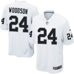 Nike Youth Game White Road Jersey Oakland Raiders Charles Woodson 24
