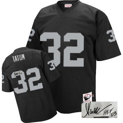 Mitchell and Ness Men's Authentic Black Autographed Home Throwback Jersey Oakland Raiders Jack Tatum 32