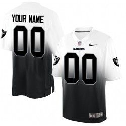 Nike Oakland Raiders Men's Customized Elite White/Black Fadeaway Jersey