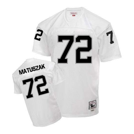 Mitchell and Ness Men's Authentic White Road Throwback Jersey Oakland Raiders John Matuszak 72