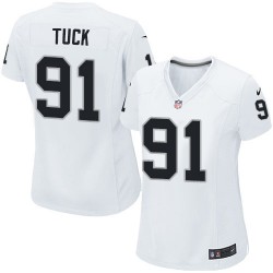 Nike Women's Limited White Road Jersey Oakland Raiders Justin Tuck 91